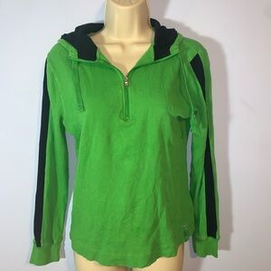 Lauren Ralph Lauren Active Green thermal quarter zip Hoodie sleeve stripe PM